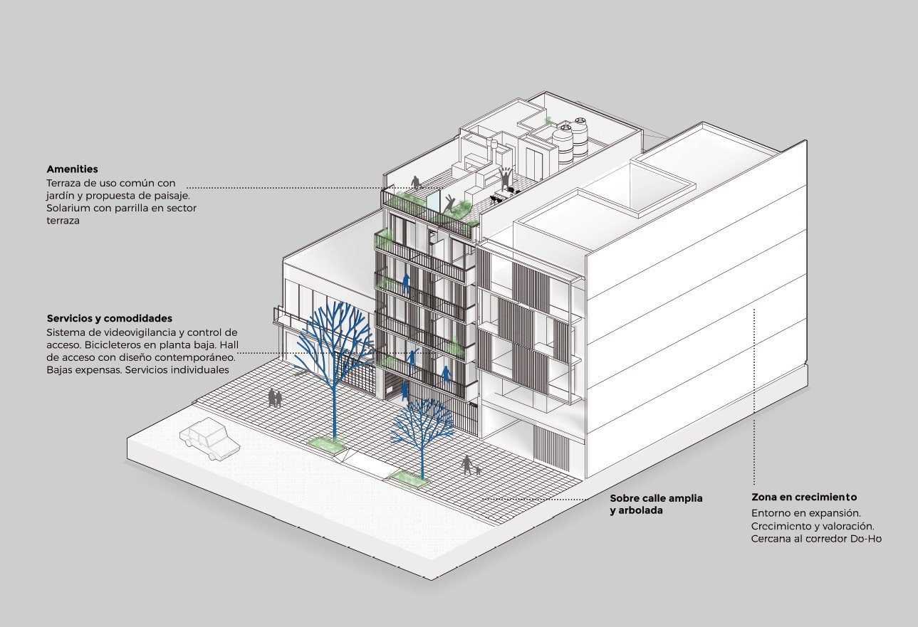 Axonometrica del edificio